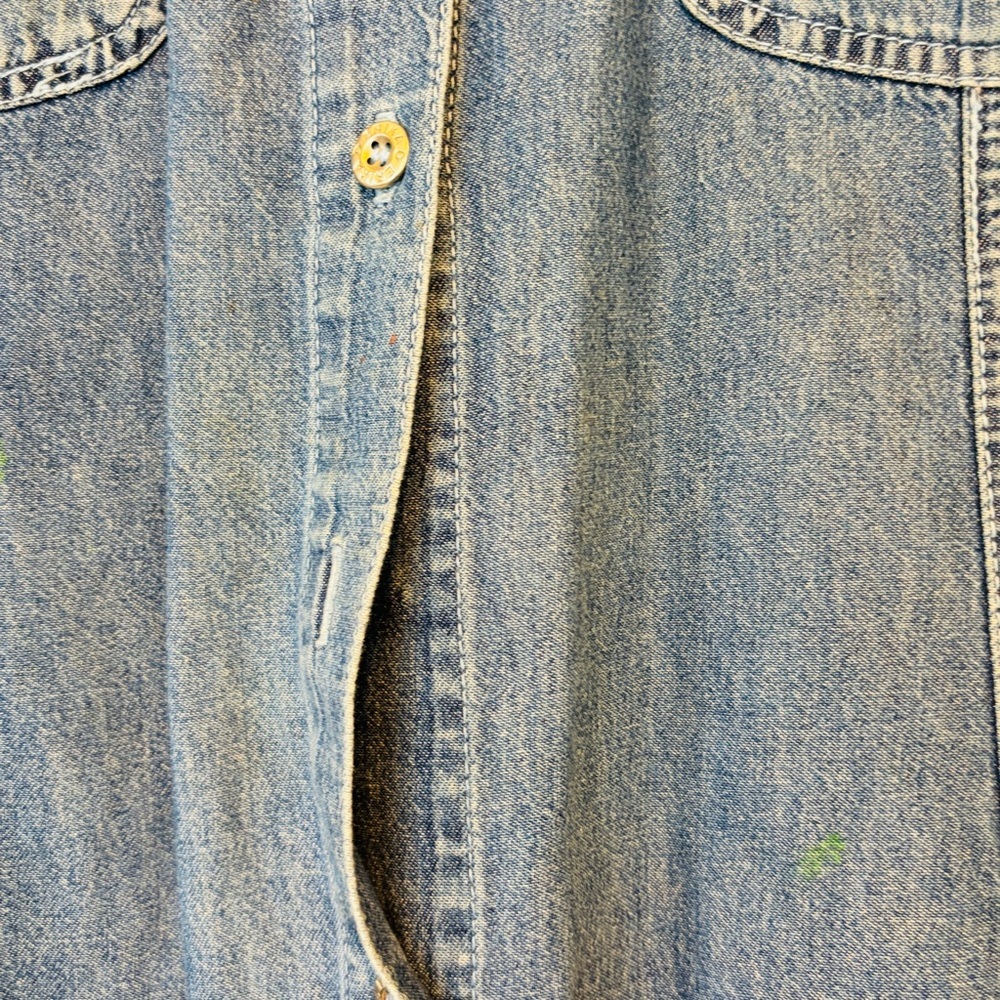 Erika Denim Button Down Shirt with Lace Trim - Picture 3 of 6